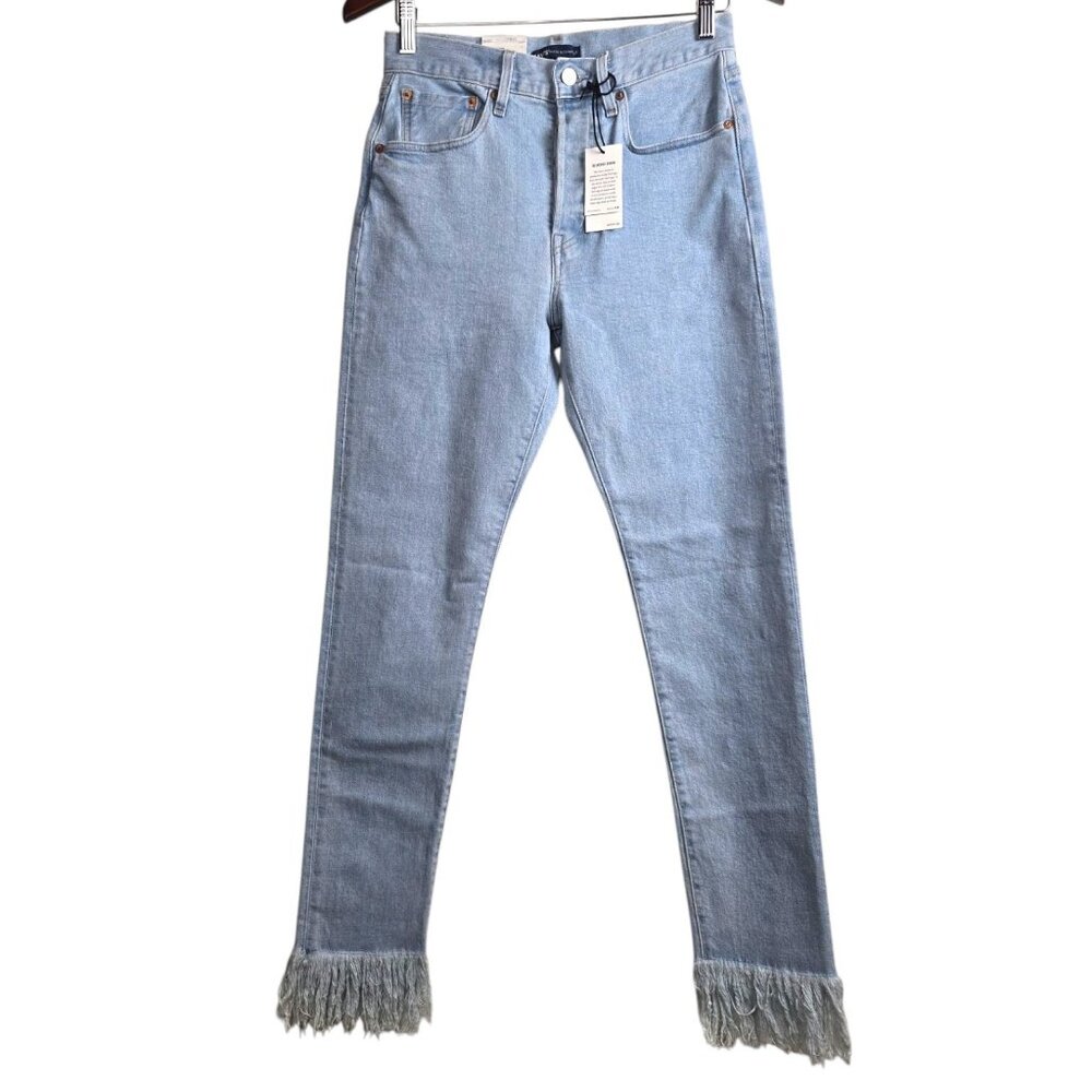 Levi's 501 Jeans Women's 27x32 Blue Denim Made & Crafted Skinny Frayed Hem NWT